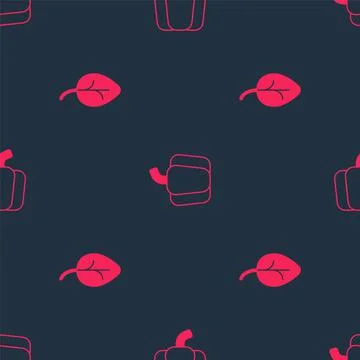 Set Leaf or leaves and Bell pepper on seamless pattern. Vector Illustrazione stock