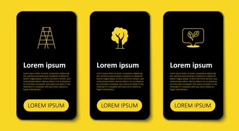 Set Leaf, Tree and Wooden staircase. Business infographic template. Vector Stock Illustration