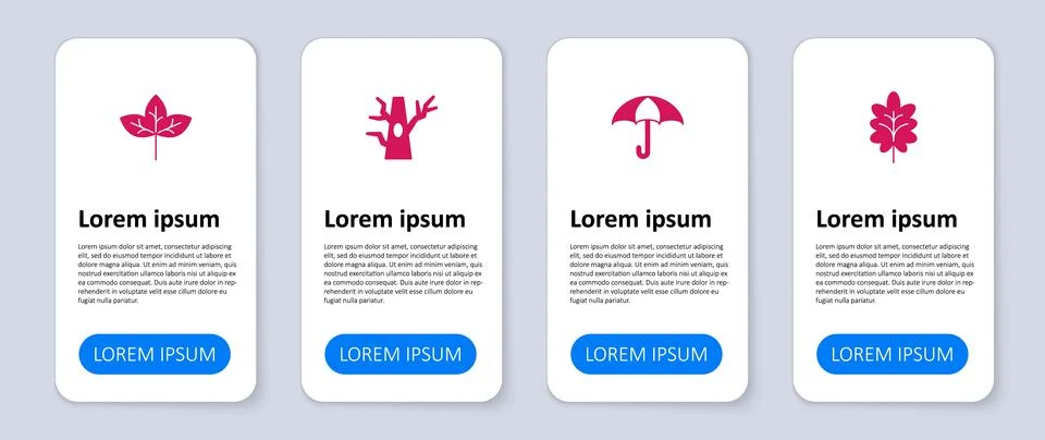 Set Leaf, Umbrella, Bare tree and . Business infographic template. Vector Stock Illustration