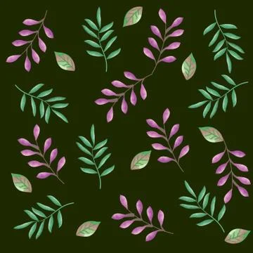 Set leafs plant pattern background イラスト素材