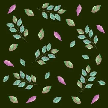 Set leafs plant pattern background イラスト素材