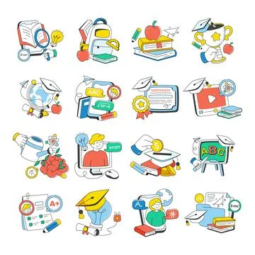 Set of Learning Doodle Icons Illustrazione stock