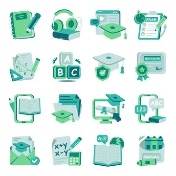 Set of Learning Flat Icons Illustrazione stock