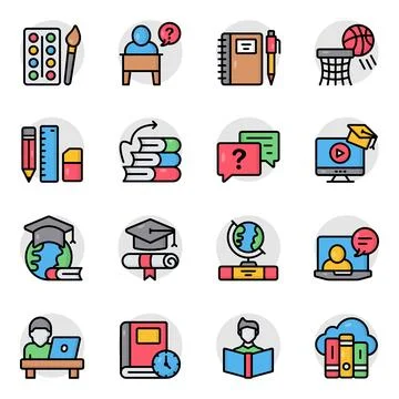 Set of Learning Flat Icons Stock Illustration