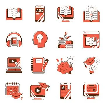 Set of Learning Flat Icons Ilustração Stock