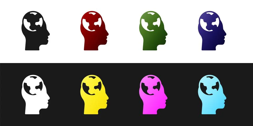 Set Learning foreign languages icon isolated on black and white background Stock Illustration