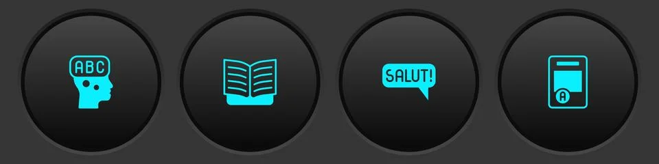 Set Learning foreign languages, Open book, Salut different and Exam sheet w.. Иллюстрация