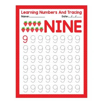 Set of learning numbers flashcards for preschool kids from 1 to 10. Activit.. Stock Illustration