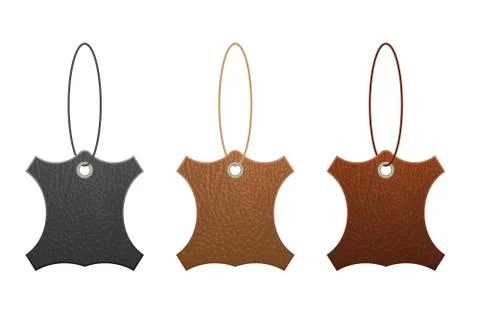 Set of leather labels vector illustration isolated on white background Stock Illustration