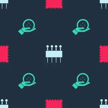 Set Leather, Needle for sewing and Sewing button on seamless pattern. Vector Stock Illustration