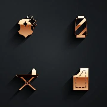 Set Leather, Sewing thread on spool, Electric iron and ironing board and pattern イラスト素材