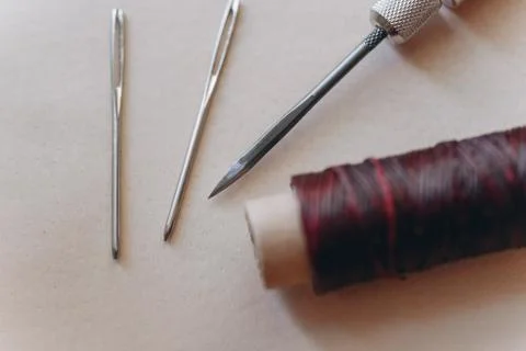 Set of leathercraft tools - Slickers, Nylon hammers, Edge Creaser, Burnishers Stock Photos