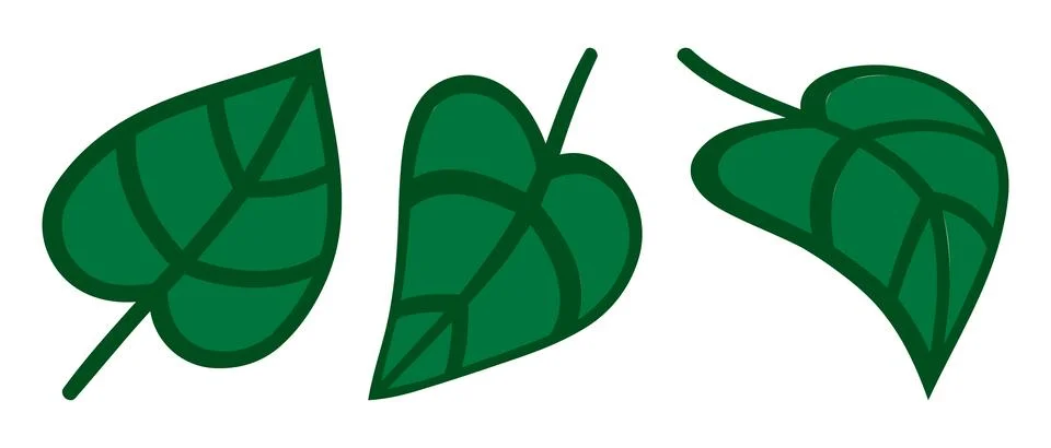 Set of leaves in flat style. Vector illustration isolated on white background. Stock Illustration
