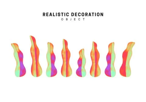 Set of leaves, leaf with gradient holographic color of holograms. Decorative  Illustrazione stock