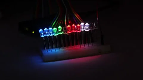 Set of LED diodes displaying different color patterns. LED for decorations Video stock 166824632