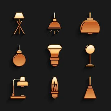 Set LED light bulb, Light, Chandelier, Floor lamp, Table, Lamp hanging,  an.. 스톡 일러스트