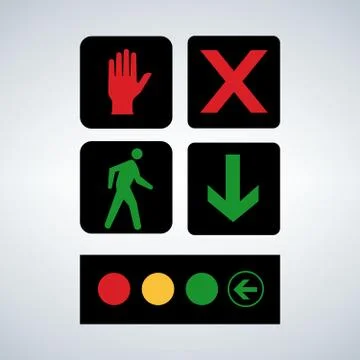 Set of LED traffic lights with arrow traffic lights Illustration