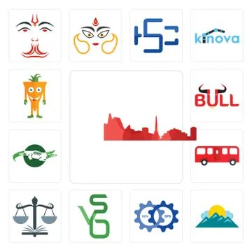 Set of leipzig hd, mountain, devops, bvs, naacp, bus, crocs, bull, mascot ico Free Stock Illustration