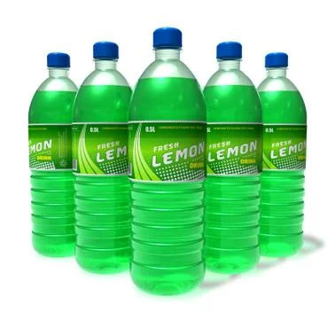 Set of lemon drinks in plastic bottles Stock Illustration