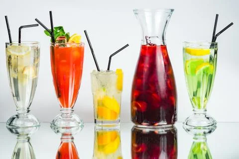 Set of lemonade coctail drink Stock Photos