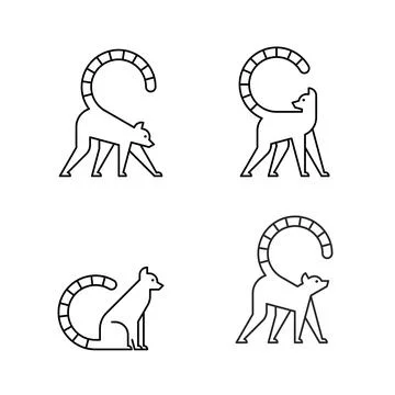 Set of Lemur, Lemur Logo Stock Illustration
