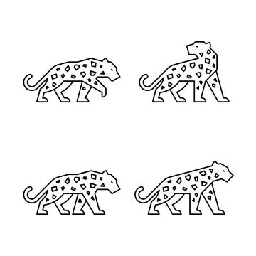 Set of Leopard, Leopard Logo Stock Illustration