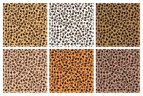 Set of leopard or jaguar seamless patterns or prints vector illustration. Stock Illustration