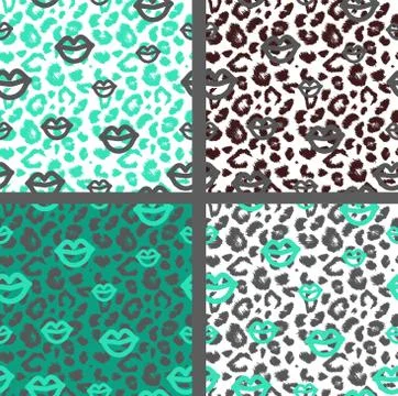 Set leopard print pattern. Set tiger print pattern. Set jaguar print textures Stock Illustration
