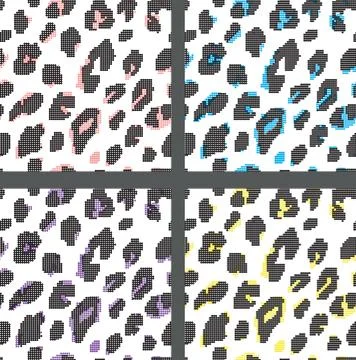 Set leopard print pattern. Set print fur leopard dots pattern Illustrazione stock