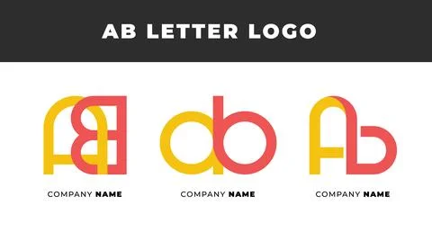 Set of Letter AB, BA, A and B Logo Design Collection, Initial Monogram Logo.. Stock Illustration