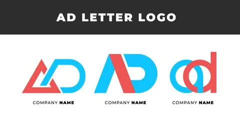 Set of Letter AD, DA, A and D Logo Design Collection, Initial Monogram Logo.. Stock Illustration