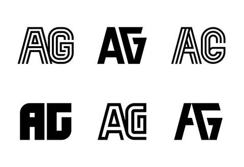 Set of letter AG logos Stock Illustration