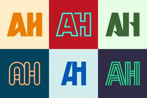 Set of letter AH logos Stock Illustration
