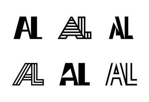 Set of letter AL logos Stock Illustration