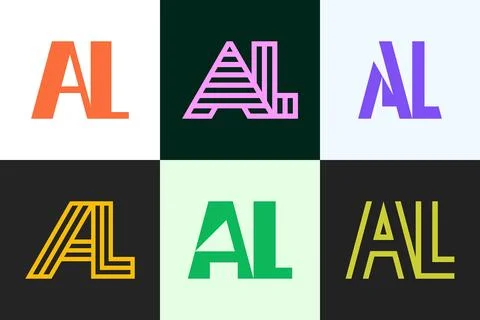 Set of letter AL logos Stock Illustration