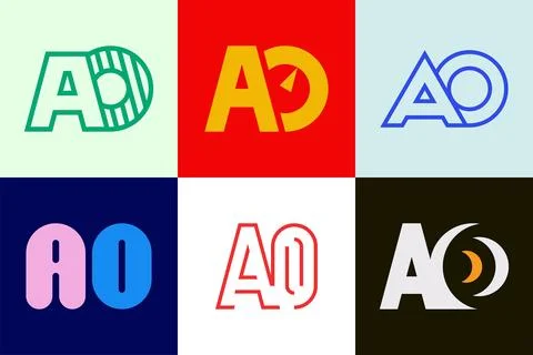 Set of letter AO logos Stock Illustration
