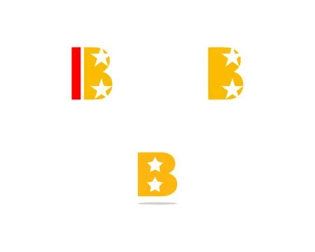 Set of Letter B with star light symbol logo vector Stock Illustration