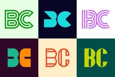 Set of letter BC logos Stock Illustration