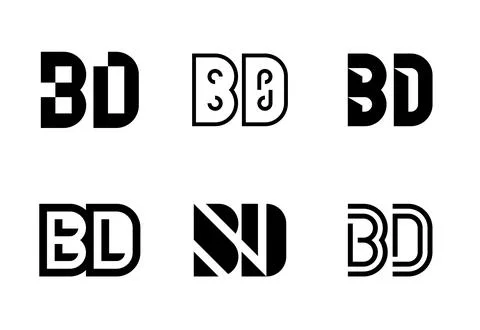 Set of letter BD logos Stock Illustration