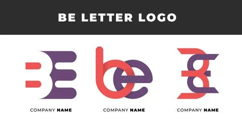 Set of Letter BE, EB, B and E Logo Design Collection, Initial Monogram Logo.. Stock Illustration