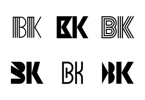 Set of letter BK logos Stock Illustration