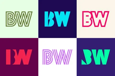 Set of letter BW logos Stock Illustration
