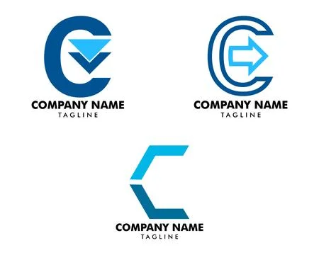 Set of Letter C Arrow Logo Design Template Stock Illustration