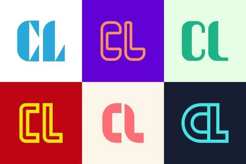 Set of letter CL logos Stock Illustration