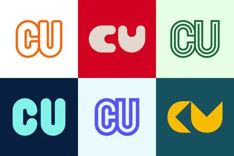 Set of letter CU logos Stock Illustration