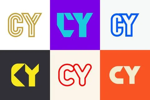 Set of letter CY logos Stock Illustration
