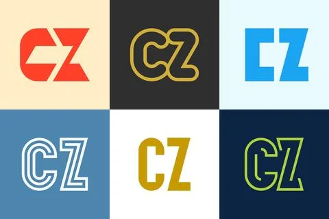 Set of letter CZ logos Stock Illustration