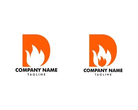 Set of Letter D with Flame Fire Vector Logo Design Stock Illustration