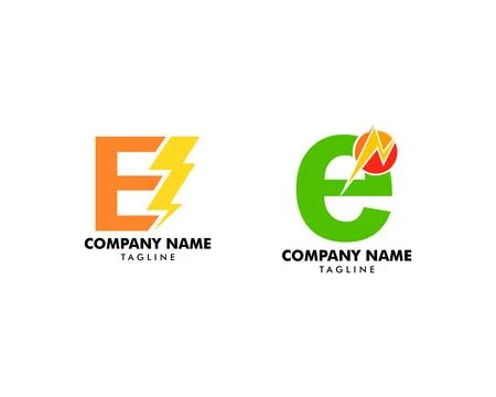 Set of Letter E bolt logo symbol icon vector designs illustration Stock Illustration