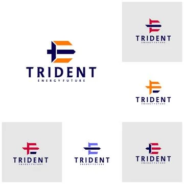 Set of Letter E F with Trident logo icon design vector design template insp.. Stock Illustration